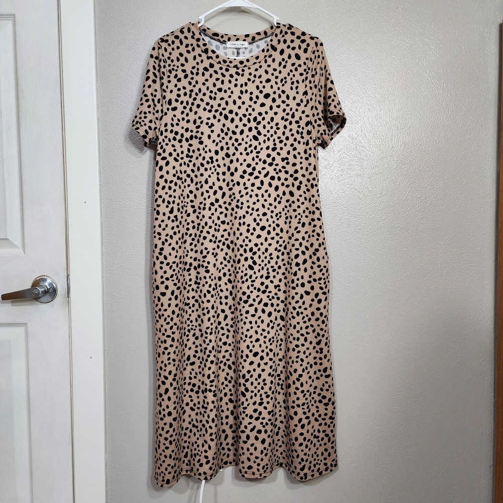 Cream And Sugar Women's Dress With Pockets Leopard Print Size Large